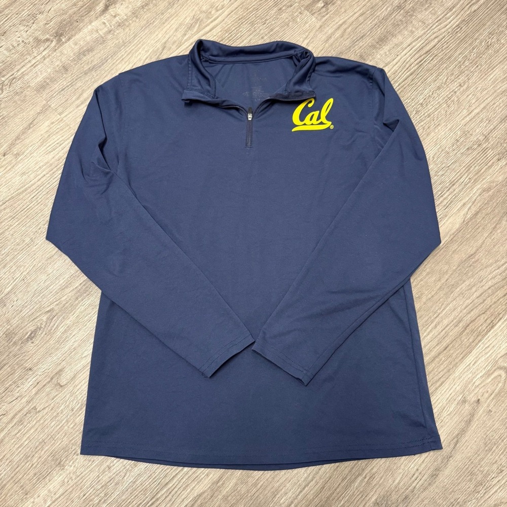 Cal California Golden Bears Mens Navy Blue Quarter Zip Pullover Shirt Sz LG
